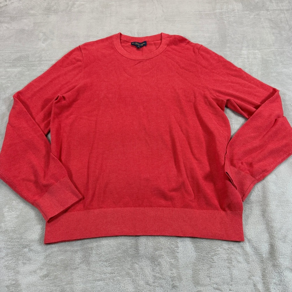 Brooks Brothers Mens XL Red Supima Cotton Birdseye Knit Crewneck Sweater Casual